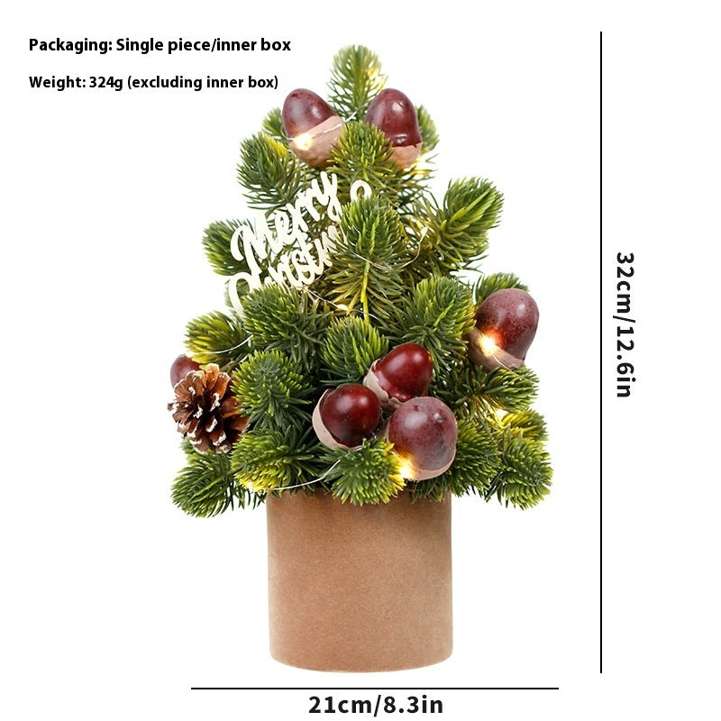 Christmas Decorations LED Pine Cone PE Norbison Ornaments Desktop Mini Tree