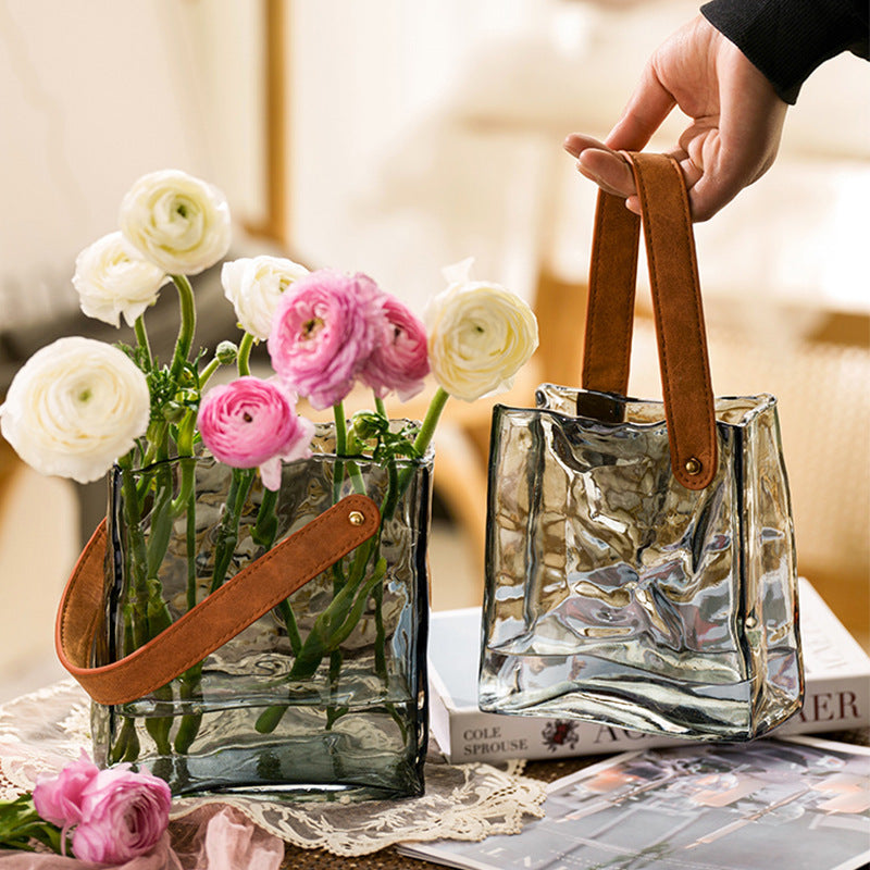 Good-looking Light Luxury Handbags High-grade Glass Vase