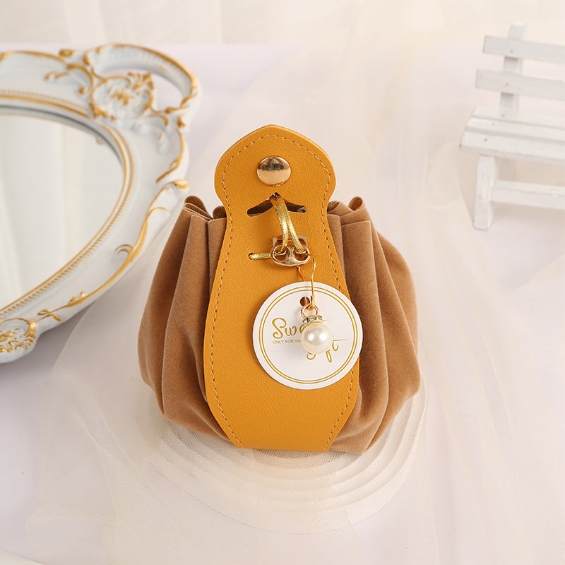 Wedding Candy Bag Flocking Free-folding Creative Drawstring Woven Handbag