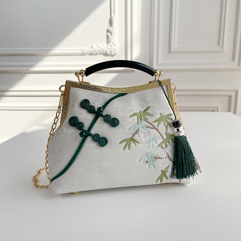 Lucky Bamboo Embroidery Handbags Women