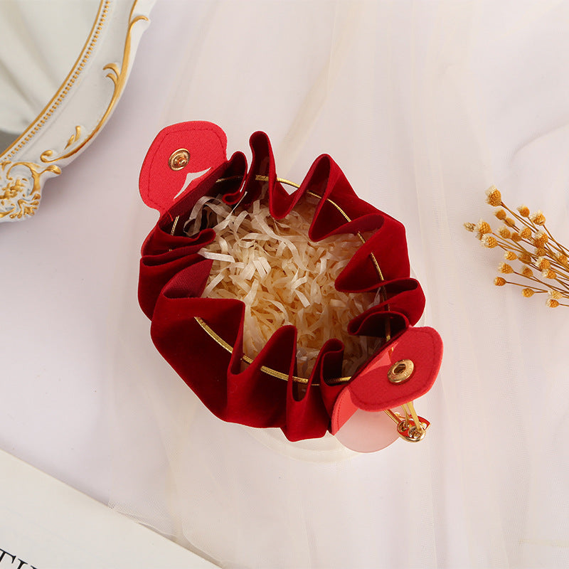 Wedding Candy Bag Flocking Free-folding Creative Drawstring Woven Handbag