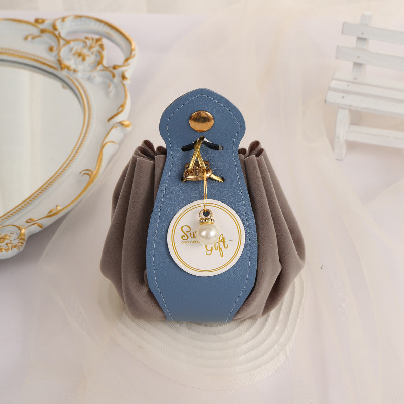 Wedding Candy Bag Flocking Free-folding Creative Drawstring Woven Handbag