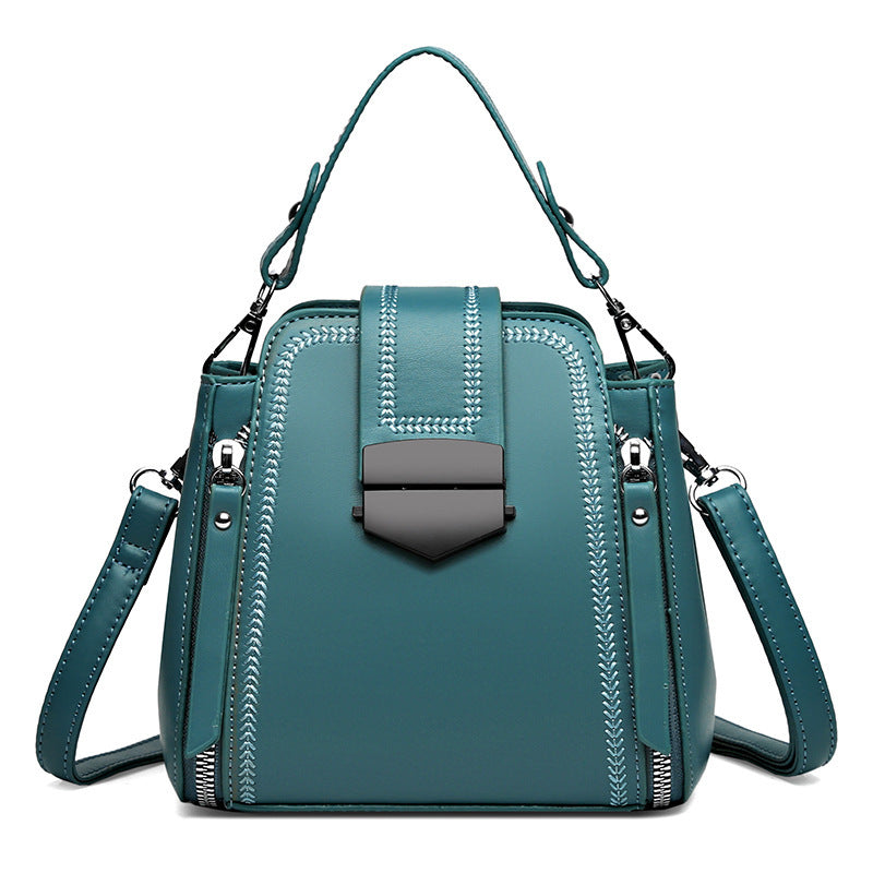 Elegant Lady Soft Leather Textured Small Handbag