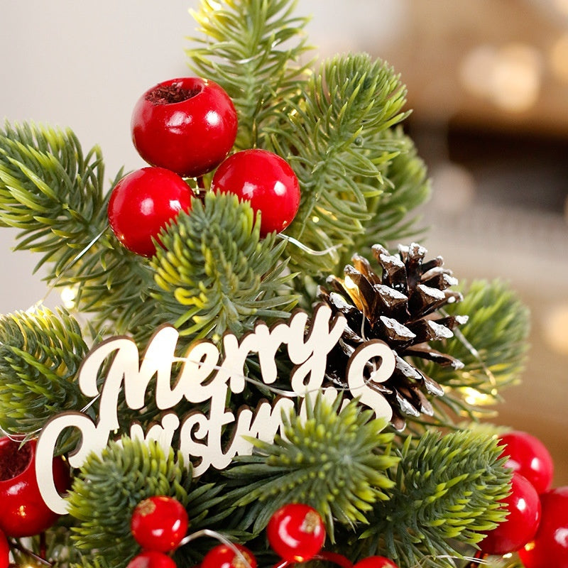 Christmas Decorations LED Pine Cone PE Norbison Ornaments Desktop Mini Tree