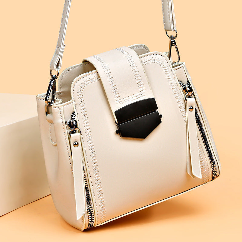 Elegant Lady Soft Leather Textured Small Handbag