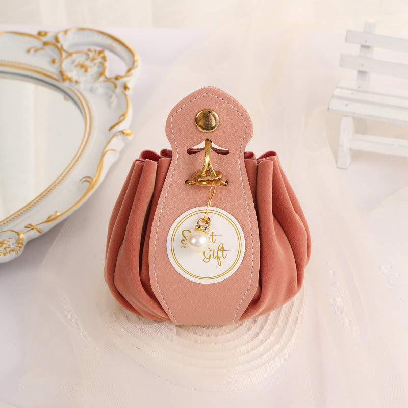 Wedding Candy Bag Flocking Free-folding Creative Drawstring Woven Handbag