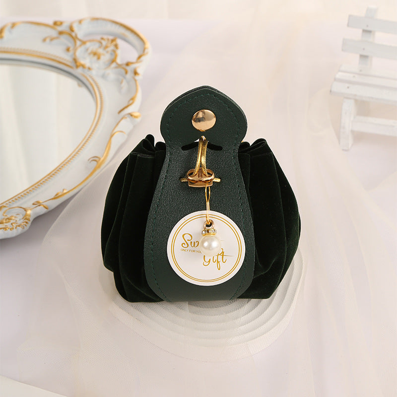 Wedding Candy Bag Flocking Free-folding Creative Drawstring Woven Handbag